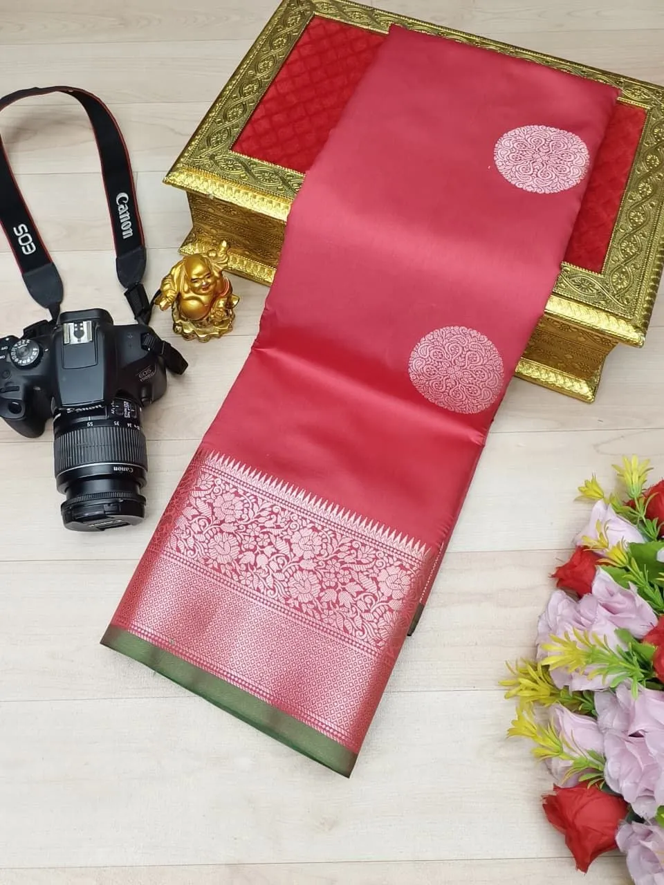 Rich Navy Blue Silver Zari Fusion Soft Silk Saree